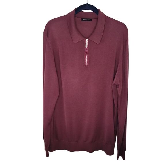 Stefano Ricci Men's Cashmere-Silk Quarter-Zip Polo Sweater w/ Crocodile size XL - Picture 1 of 12